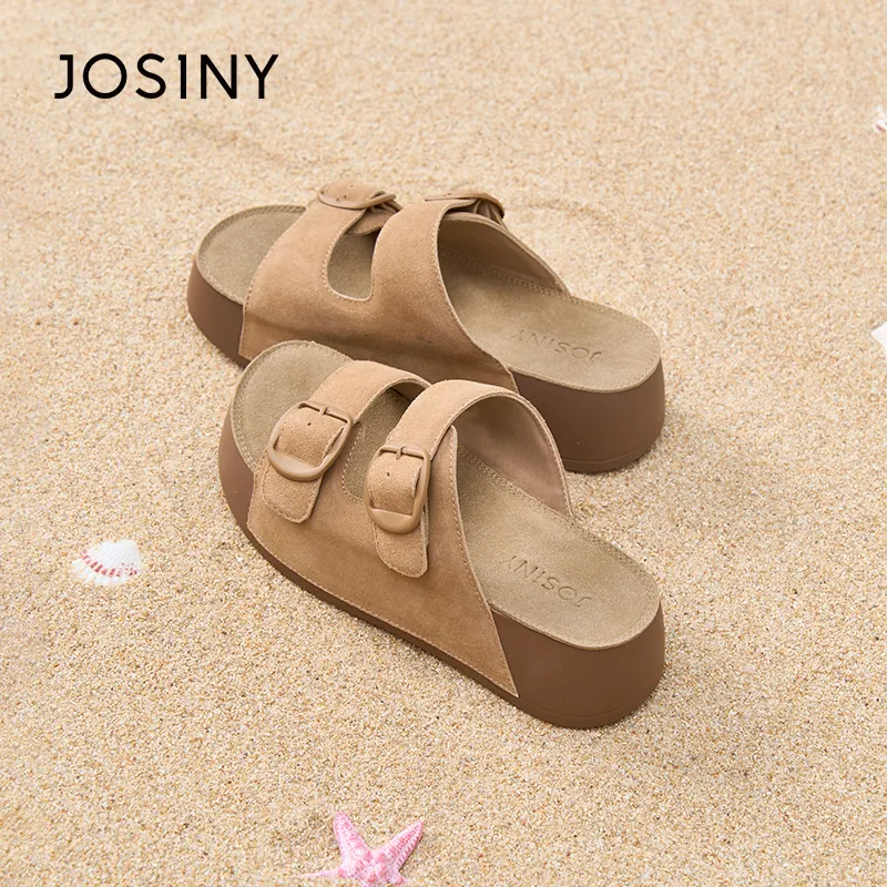 JOSINY Slip Resistant Abrasion Resistant Slide Slippers Women's Camel-3