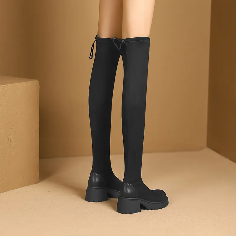 JOSINY Knee-high Boots 6.5cm Women's Black-5
