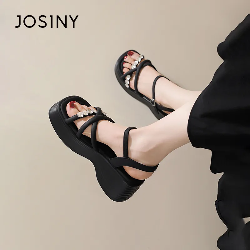 JOSINY Beach Sandals Women's Black/Ecru-14