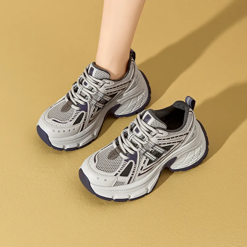 JOSINY JOSINY Height Increasing Warmth Low Top Chunky Sneakers Women's Gray Blue-7