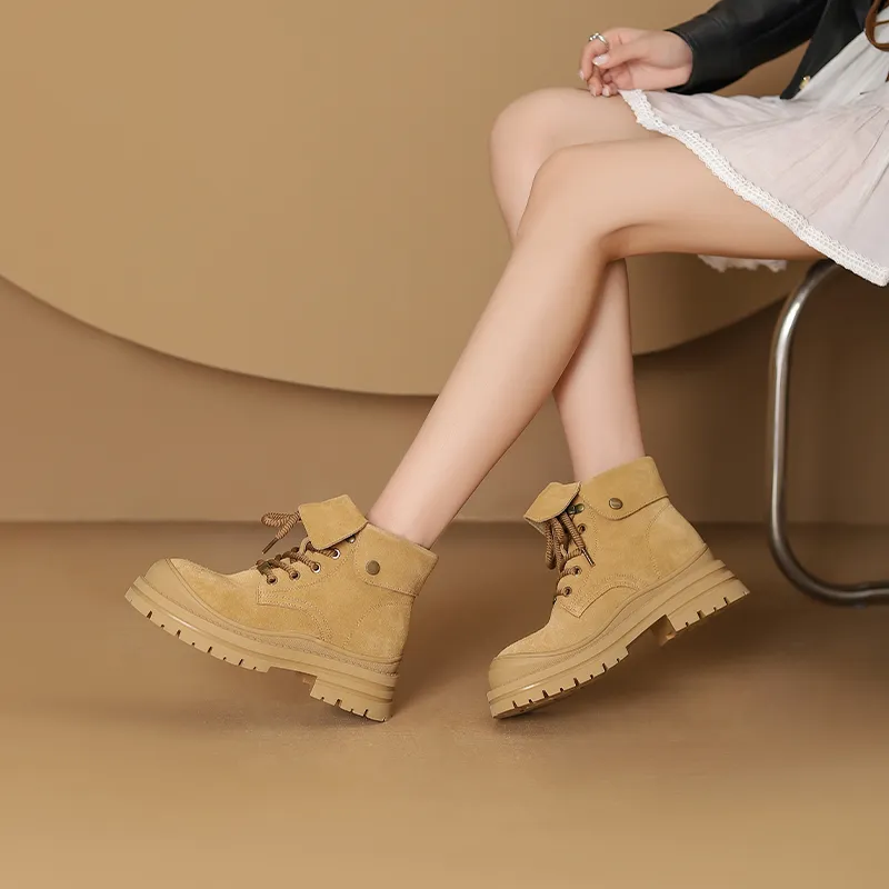 JOSINY Short Martin Boot 4cm Women's Yellow Brown-9