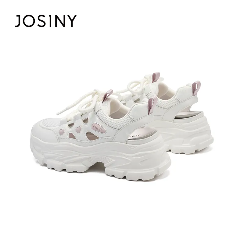 JOSINY Anti Slip Wear Resistant Low Top Chunky Sneakers Women's Beige/Pink-3