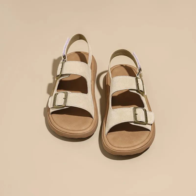 JOSINY Beach Sandals Women's Camel/Ecru-2
