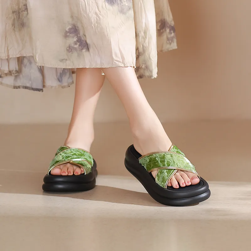 JOSINY Slide Slippers Women's Black, Green, Champagne Gold-12