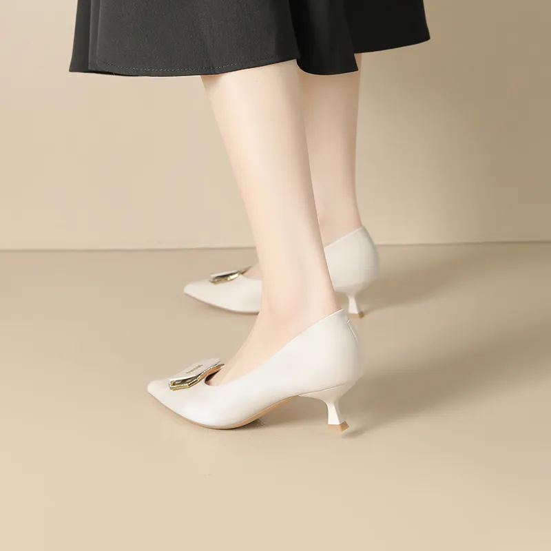 JOSINY Low Vamp Pointed Toe Elegance Unlined Shoes Slim Heel High Heels 5cm Women's-12
