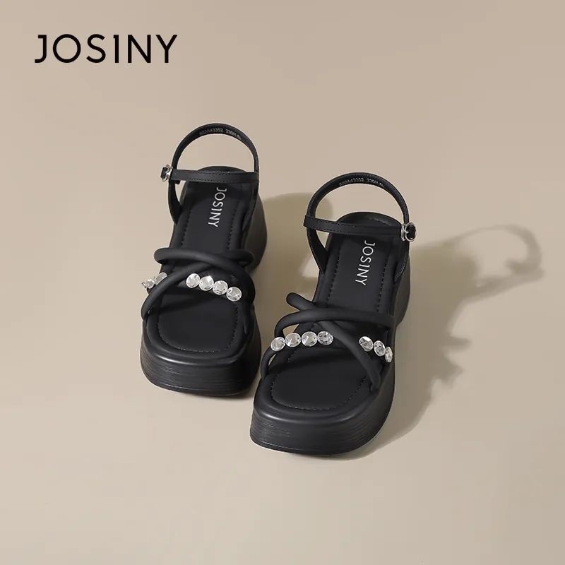 JOSINY Beach Sandals Women's Black/Ecru-10