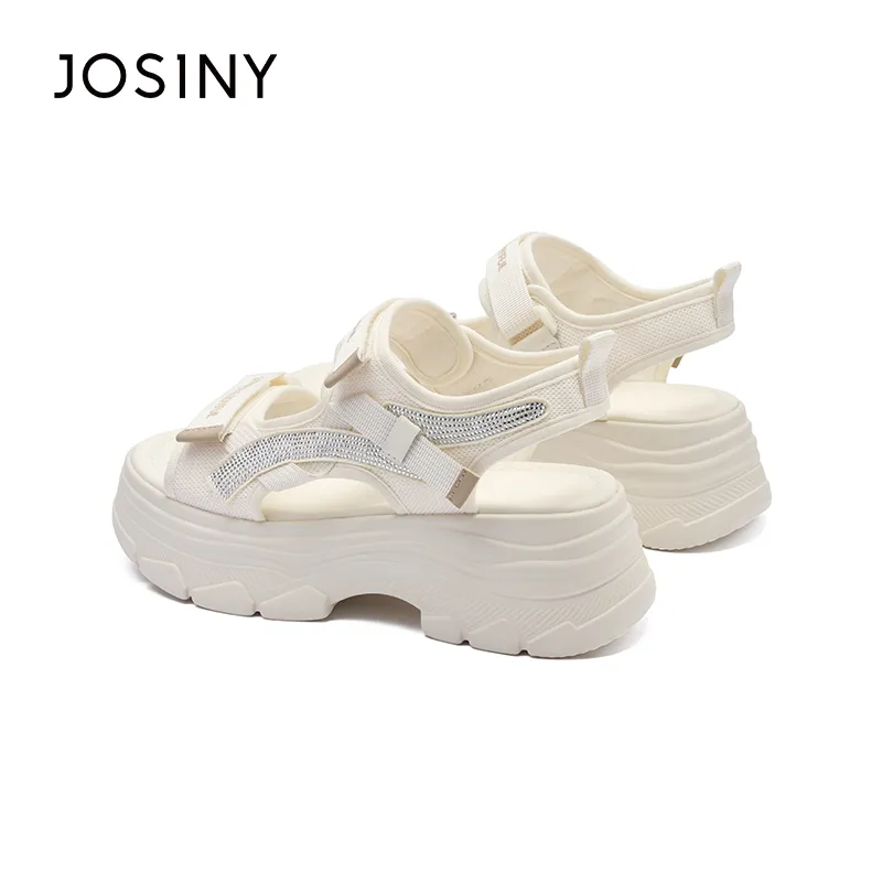 JOSINY Beach Sandals Women's Black/Ecru-3