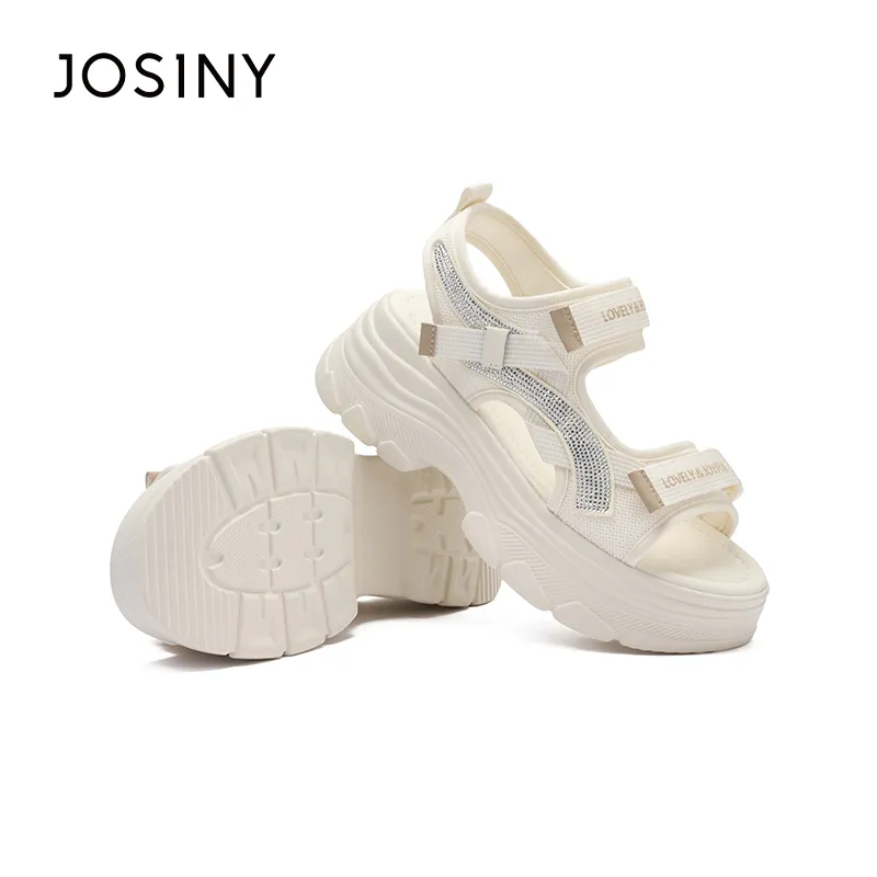 JOSINY Beach Sandals Women's Black/Ecru-4