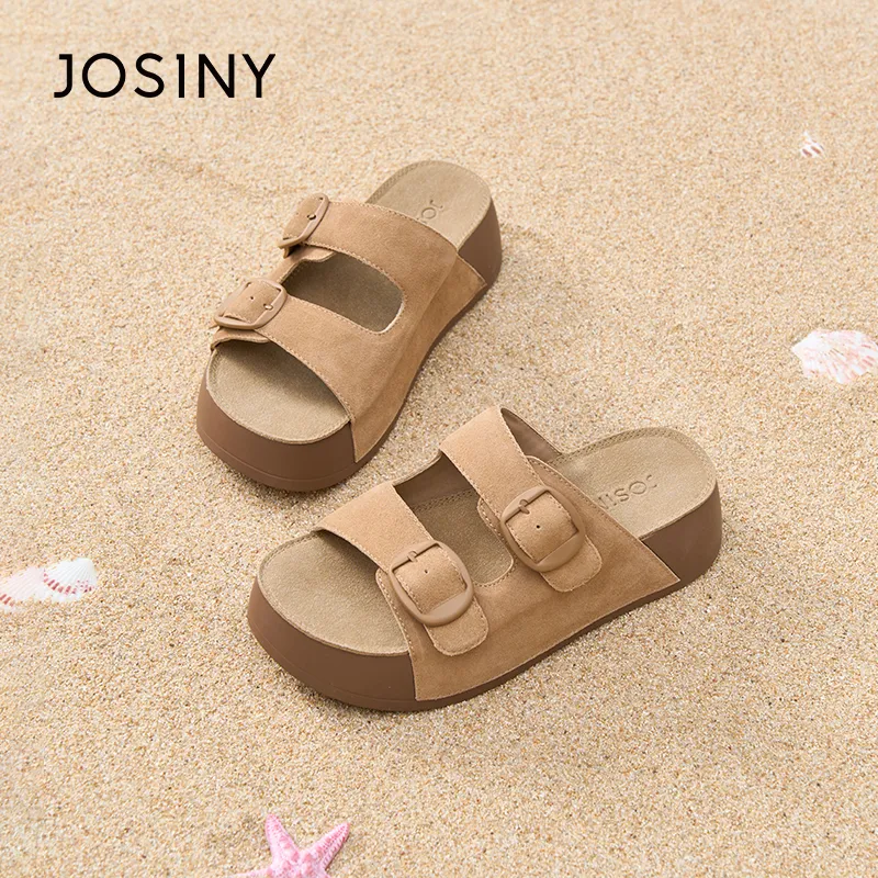 JOSINY Slip Resistant Abrasion Resistant Slide Slippers Women's Camel-2