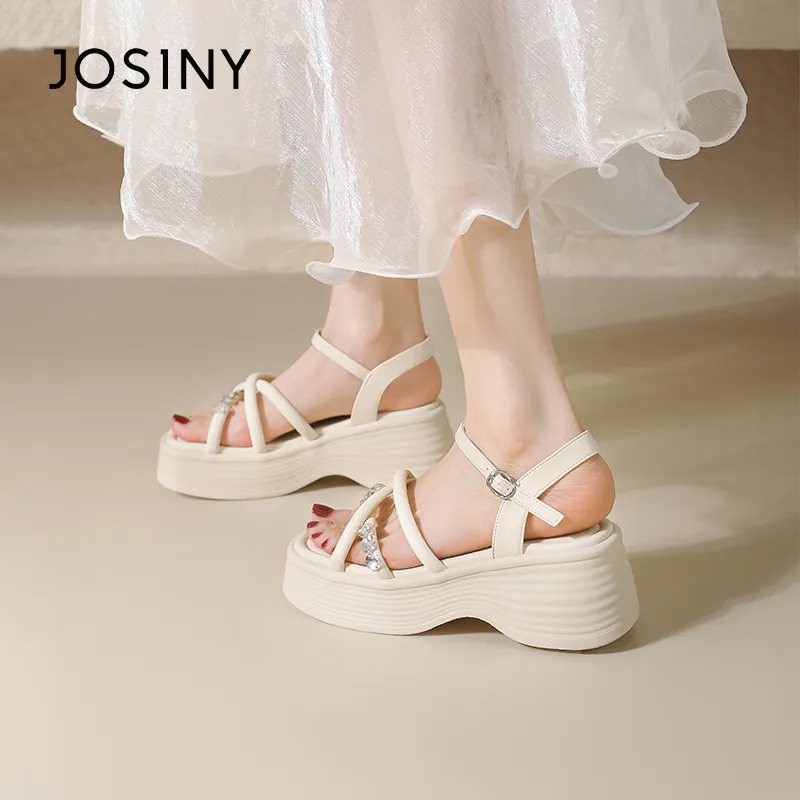 JOSINY Beach Sandals Women's Black/Ecru-6