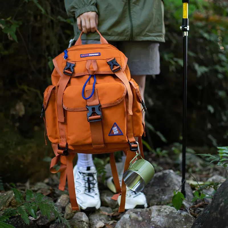 LOVERPUSS Fabric Backpack Backpack Travel Bag Backpack Regular Unisex Volcano Orange-6