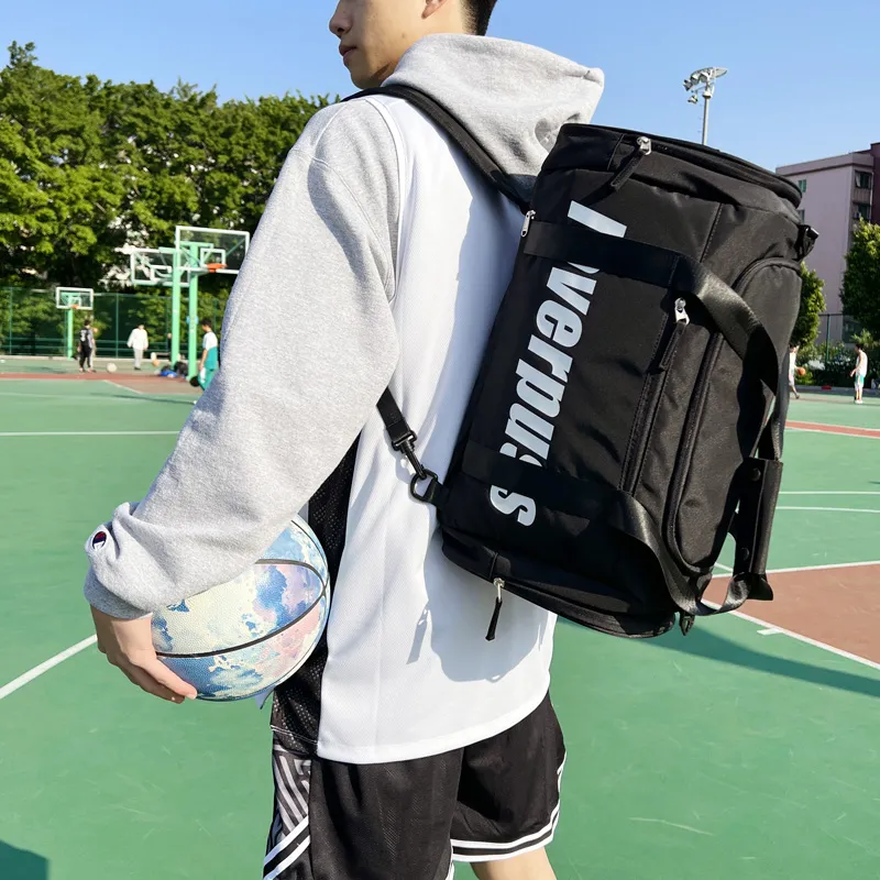 LOVERPUSS Polyester One Shoulder Crossbody Portable Fitness Storage Backpack Basketball Bag Unisex Multicolor-11