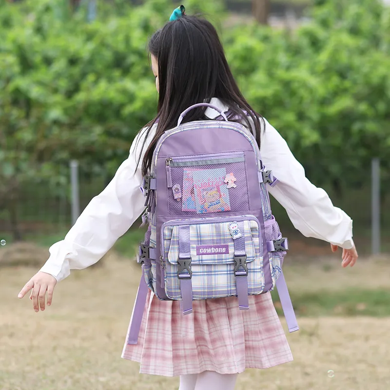 COWBONE Polyester Backpack Regular Unisex Girlish Heart Pink/Starry Purple/Starry Grey-5