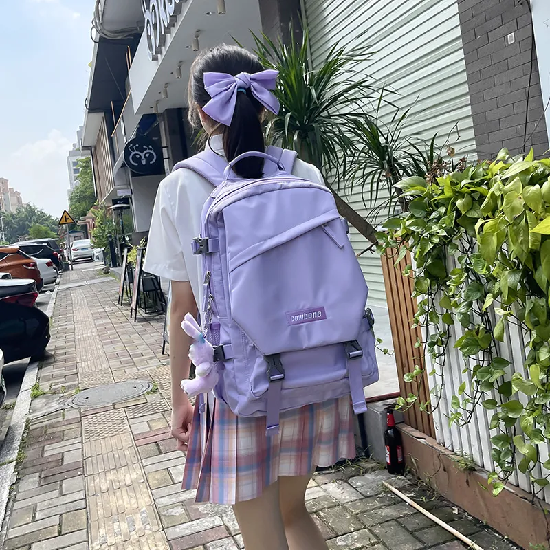 COWBONE Nylon Laptop Backpack Unisex Purple-6