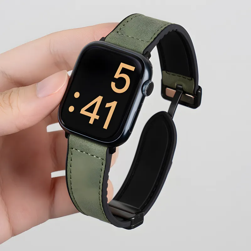 MUZHITIANKONG Apple Compatibility Watch Band 21.5cm Crazy Horse Leather Material-9