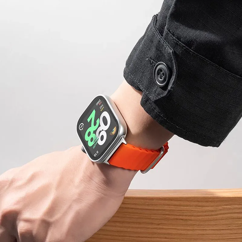 MUZHITIANKONG Xiaomi Red Beige Compatibility Watch Band Silicone Material-10