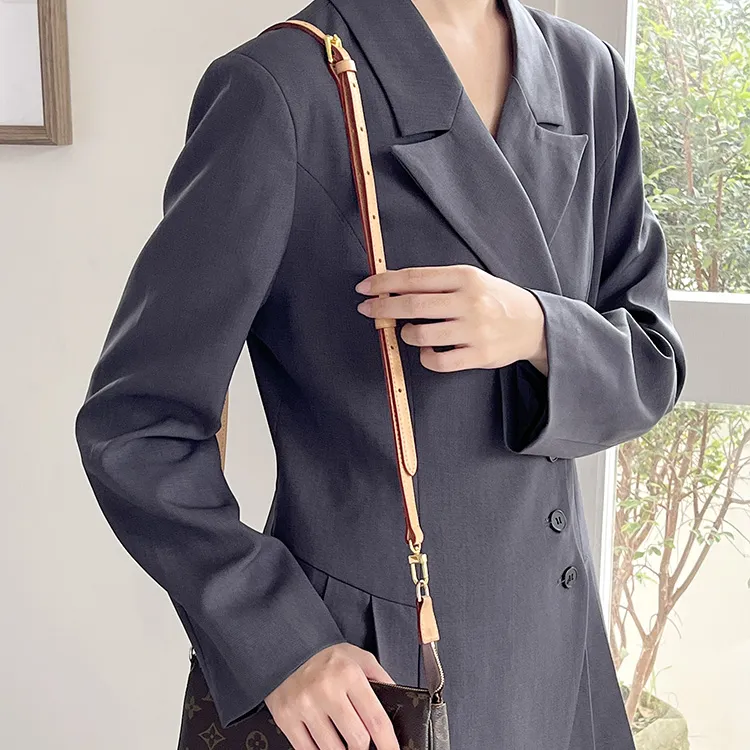 Ingenuity Handmade Cow Leather Bag Strap Women's Beige-3