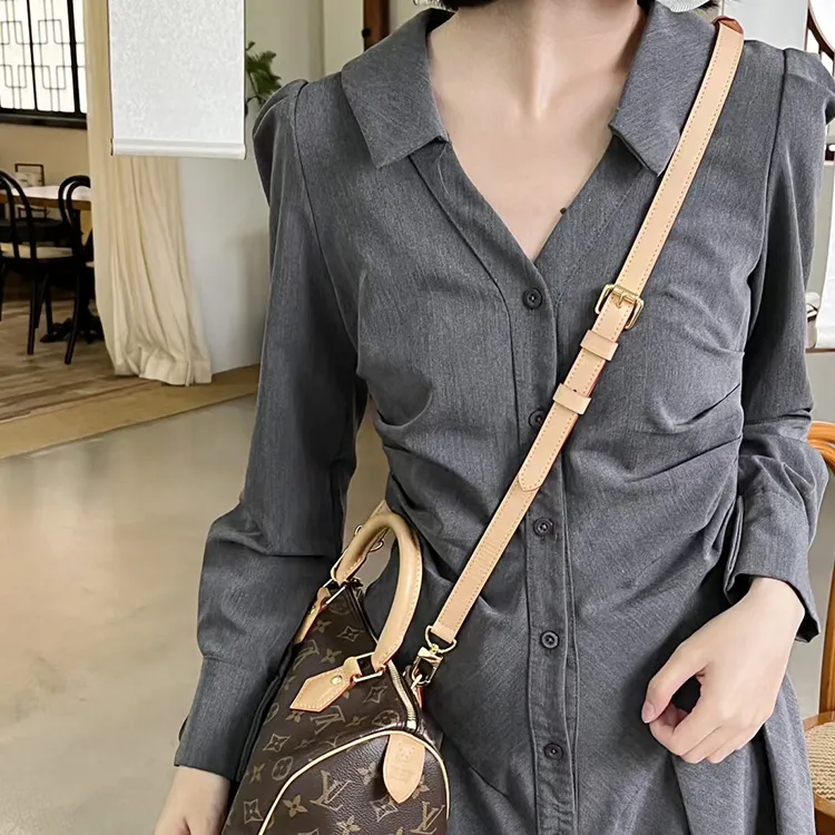 Ingenuity Handmade Cow Leather Bag Strap Women's Beige-13