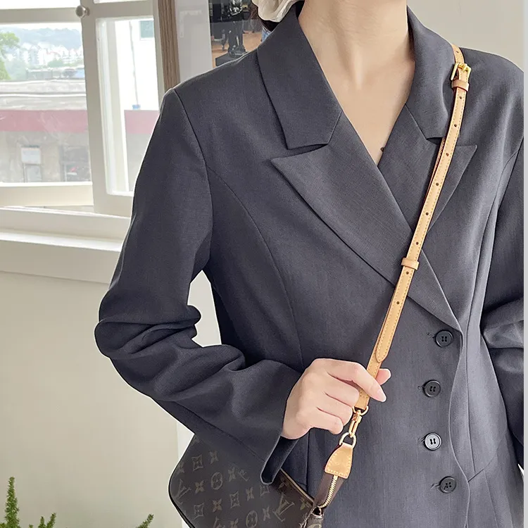 Ingenuity Handmade Cow Leather Vegetable Tanned Leather Bag Straps Women's Beige-3