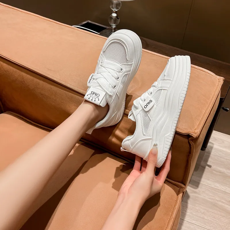 OMS Skateboard Shoes Women's Low Top Beige Black-3