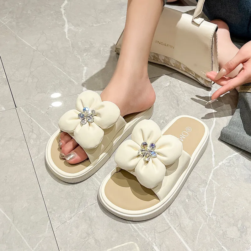 OMS Slide Slippers Women's Beige-2