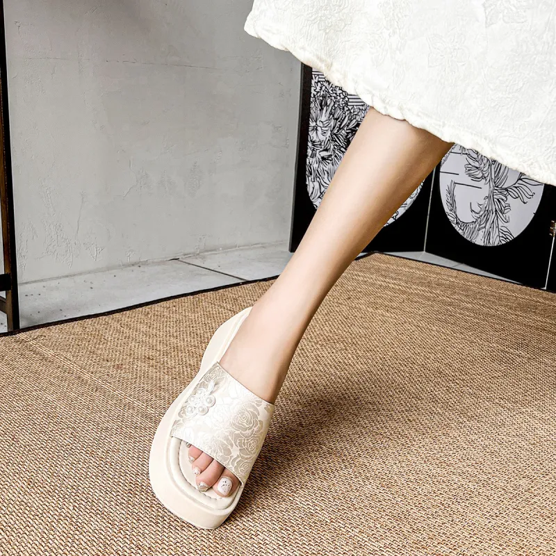 OMS Slide Slippers Women's Black/Beige-6