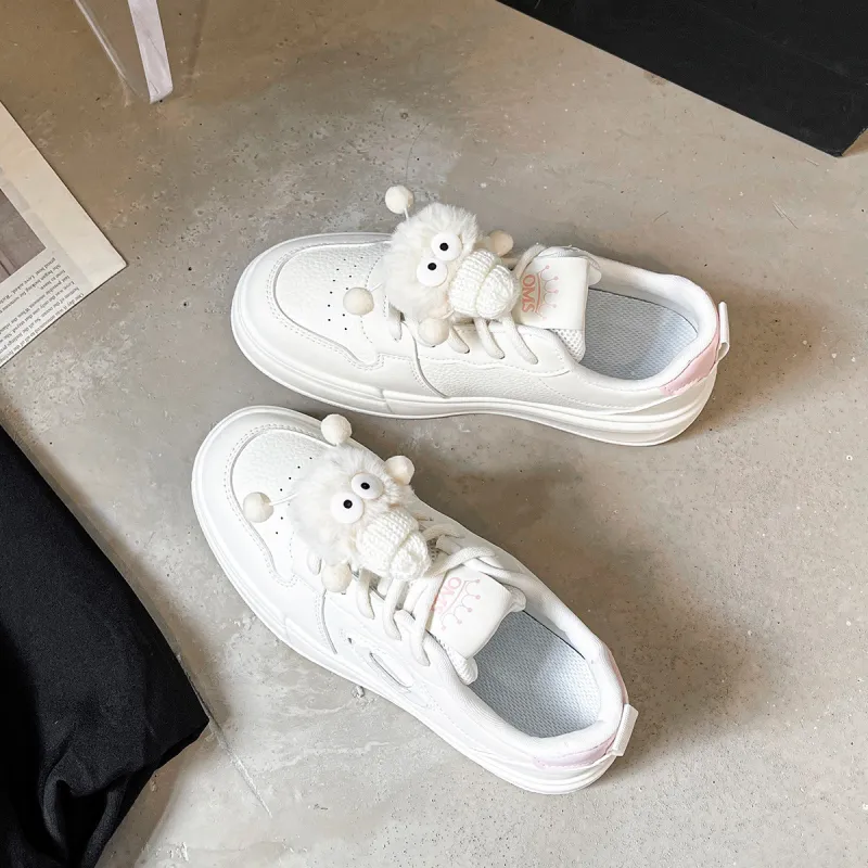 OMS Skateboard Shoes Women's Low Top Beige/Black/Beige/Pink-7