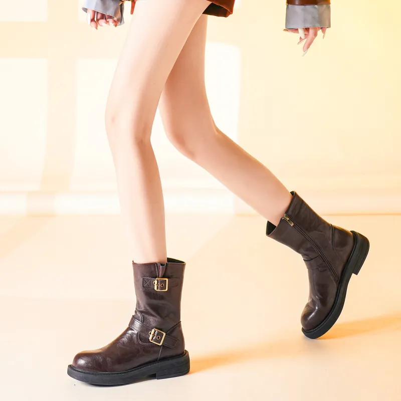OMS Ankle Boots Women's Black/Brown-7
