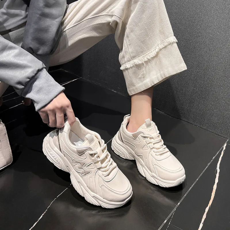 OMS Low Top Chunky Sneakers Women's Beige Khaki-2