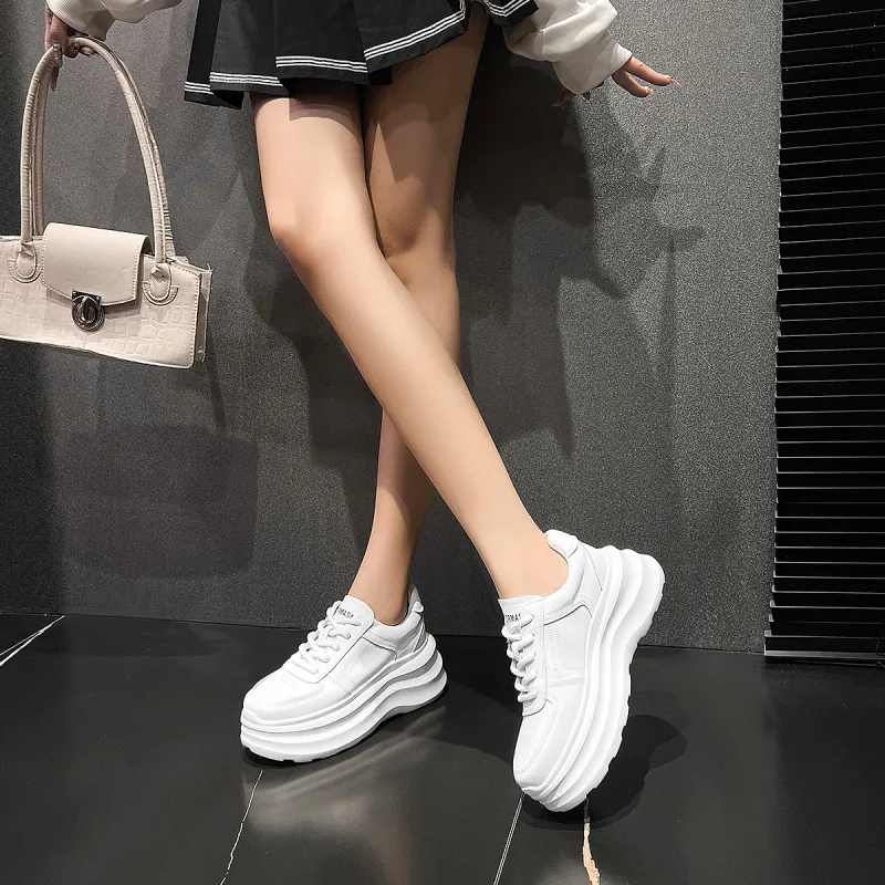 OMS Stylish Skateboarding Shoes 6cm Women's White-3