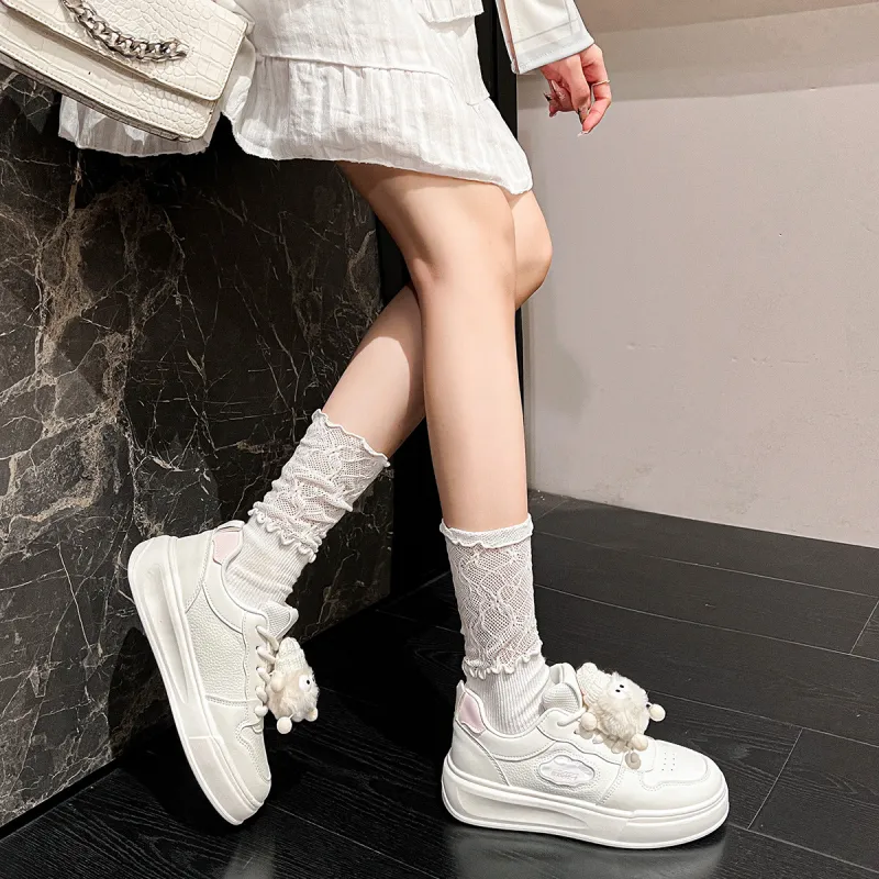 OMS Skateboard Shoes Women's Low Top Beige/Black/Beige/Pink-8