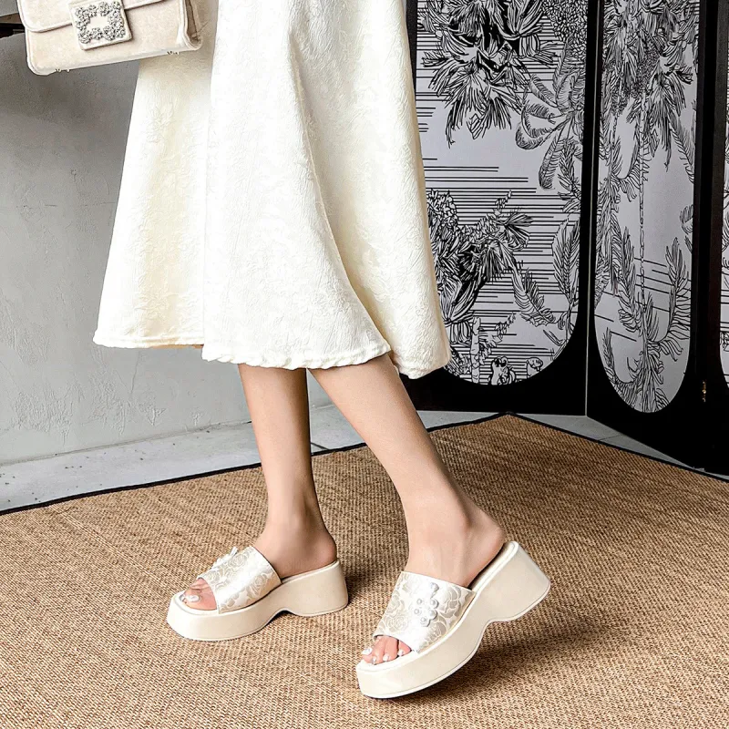 OMS Slide Slippers Women's Black/Beige-4