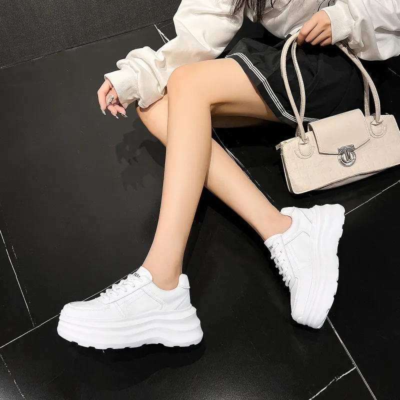 OMS Stylish Skateboarding Shoes 6cm Women's White-1