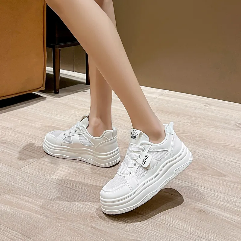 OMS Skateboard Shoes Women's Low Top Beige Black-1
