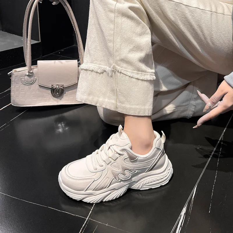 OMS Low Top Chunky Sneakers Women's Beige Khaki-4