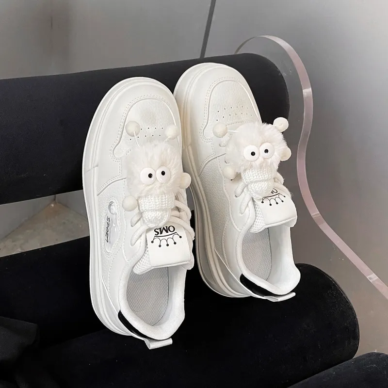 OMS Skateboard Shoes Women's Low Top Beige/Black/Beige/Pink-1