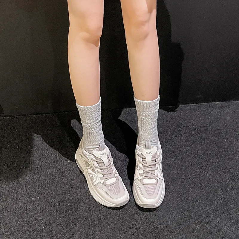 OMS Low Top Chunky Sneakers Women's Beige Blue-3