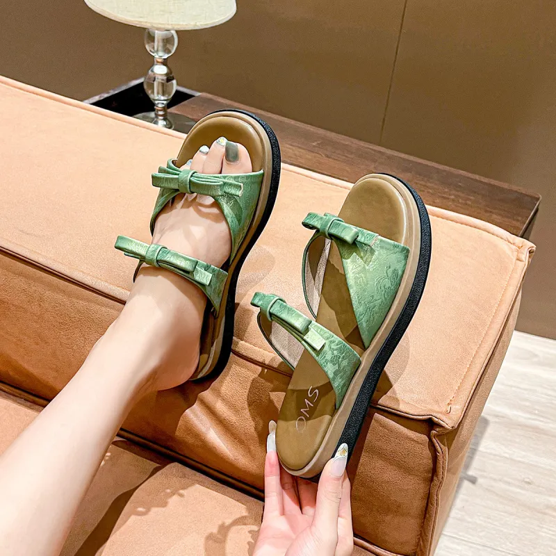 OMS Slide Slippers Women's Black/Beige/Green-12