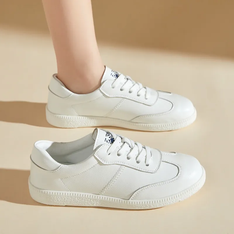 Mulinsen German Army Trainers Low Top Skateboard Shoes Women's White-3