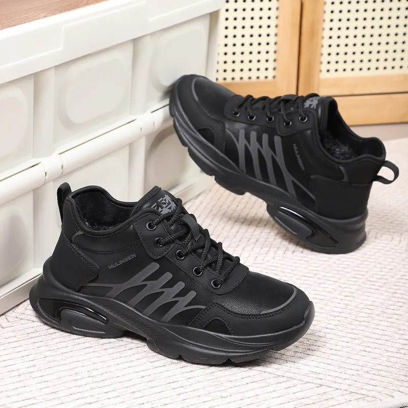 Mulinsen Warm Low Top Chunky Sneakers Men's Black Gray Color-7