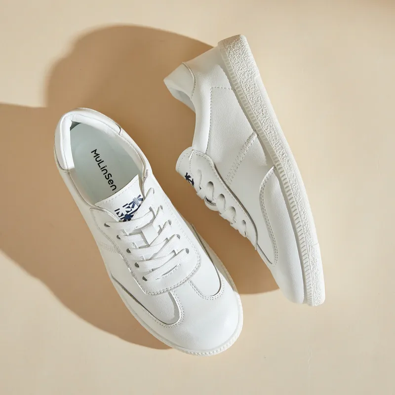 Mulinsen German Army Trainers Low Top Skateboard Shoes Women's White-4