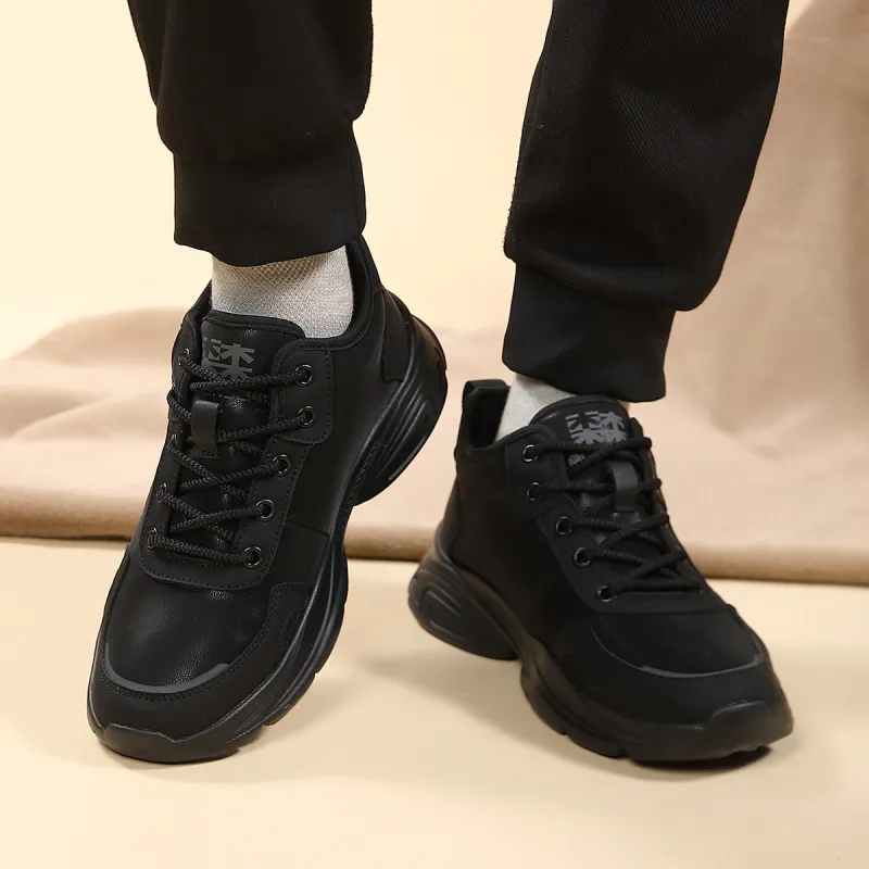 Mulinsen Warm Low Top Chunky Sneakers Men's Black Gray Color-4