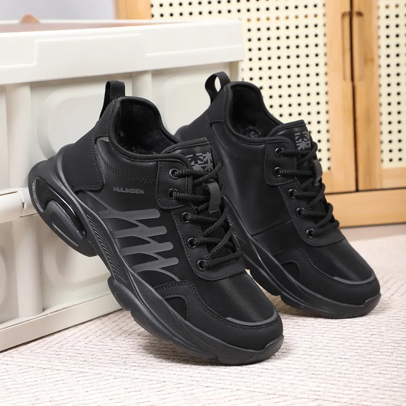Mulinsen Warm Low Top Chunky Sneakers Men's Black Gray Color-6