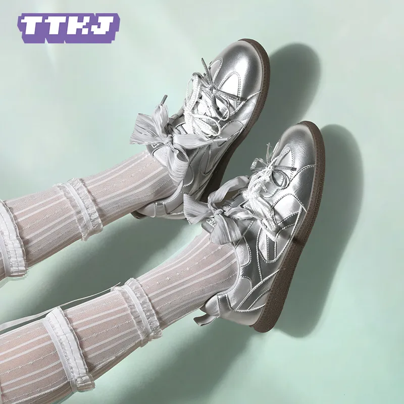 TTKJ Abrasion Resistant, Lightweight, And Breathable Low Top Skateboard Shoes Women's Satin Silver-7
