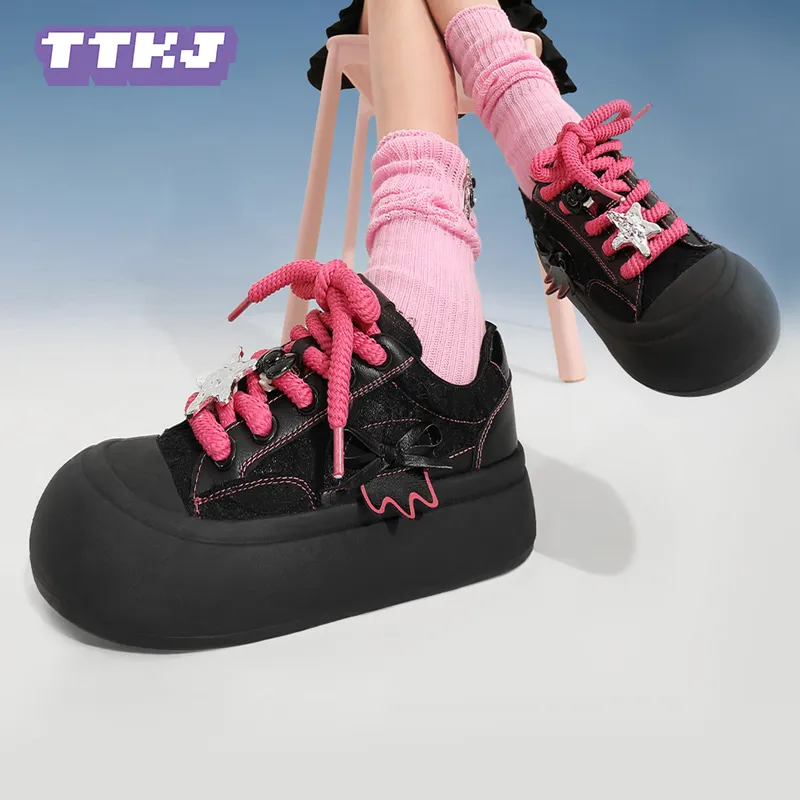 TTKJ Cushioning Height Increase With Slip Resistant Properties Low Top Skateboard Shoes Women's Sweetheart Rose Red-4