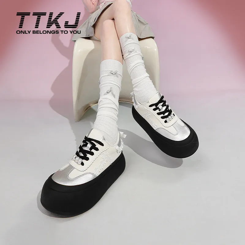 TTKJ Height Increasing Abrasion Resistant Low Top Skateboard Shoes Women's-6