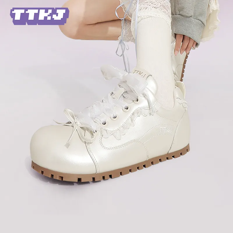 TTKJ Non-slip Lightweight Low-Top Casual Shoes Women's Pearl White-6
