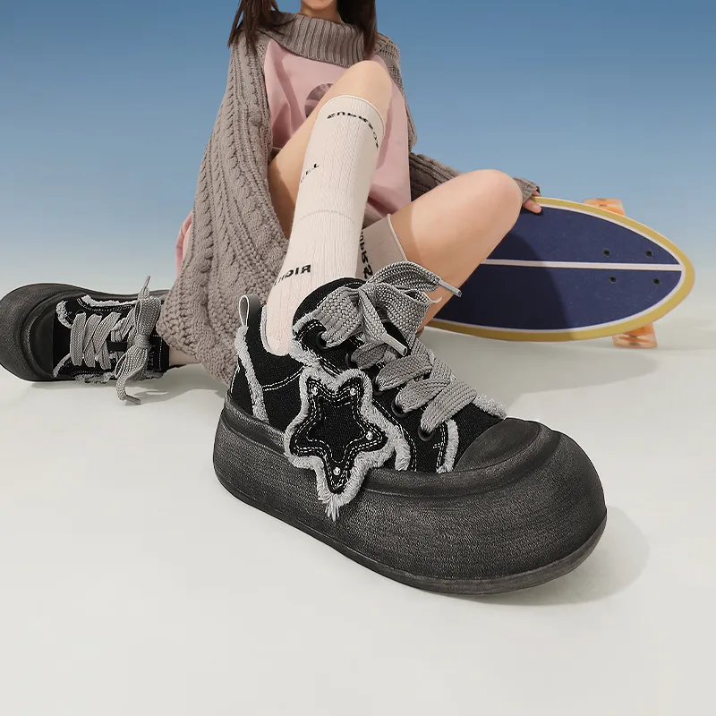 TTKJ Cushioning Coverage Height Increasing Wear Resistant Low Top Casual Shoes Women's Meteorite Gray-5