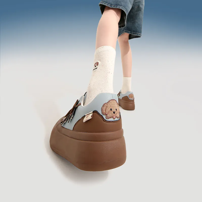 TTKJ Casual Single Shoes Low Top Women's Blue Coffee Color-1