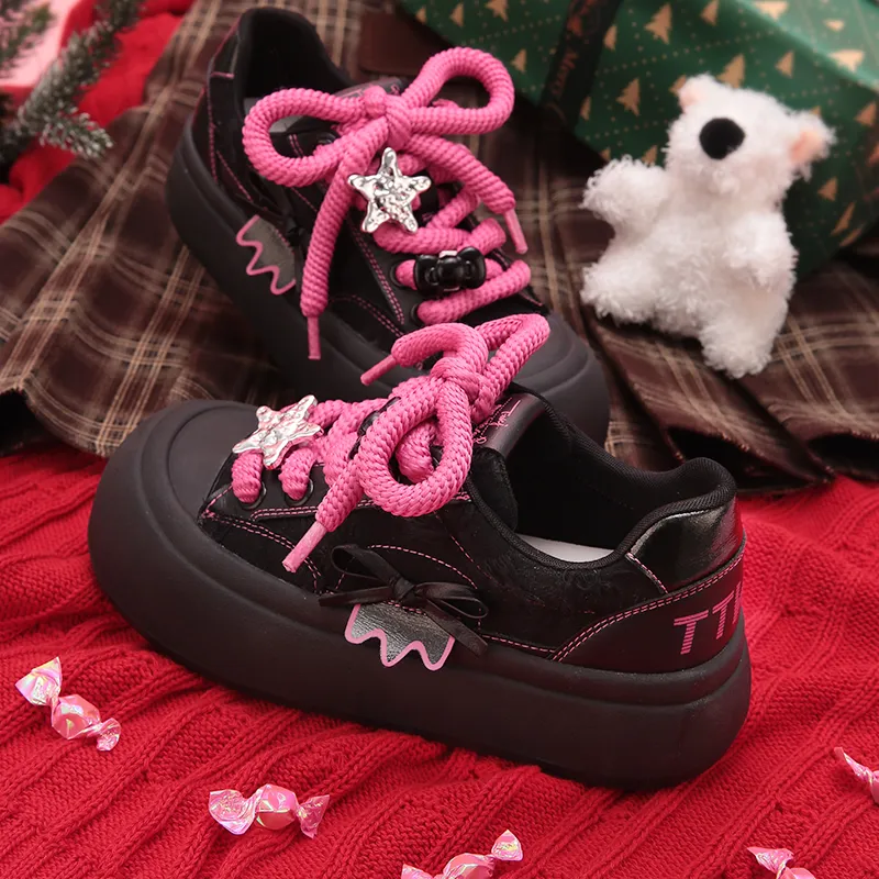 TTKJ Cushioning Height Increase With Slip Resistant Properties Low Top Skateboard Shoes Women's Sweetheart Rose Red-6